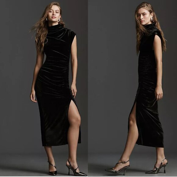 Anthropologie The Maya Ruched Cowl-Neck Dress: Stretch Velvet Edition xxs - Picture 1 of 4